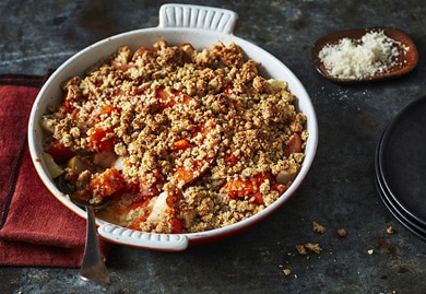 Crumble de courge musquée, poire et parmesan