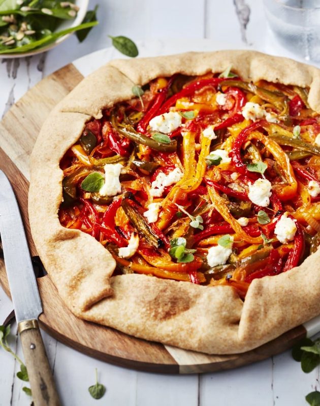 Tarte rustique aux poivrons fromage frais et origan