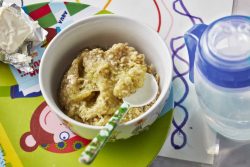 Purée de poulet, courgettes, champignons