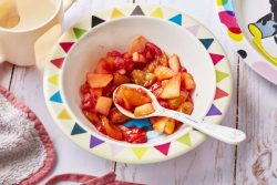 Compote prune, fraise pomme